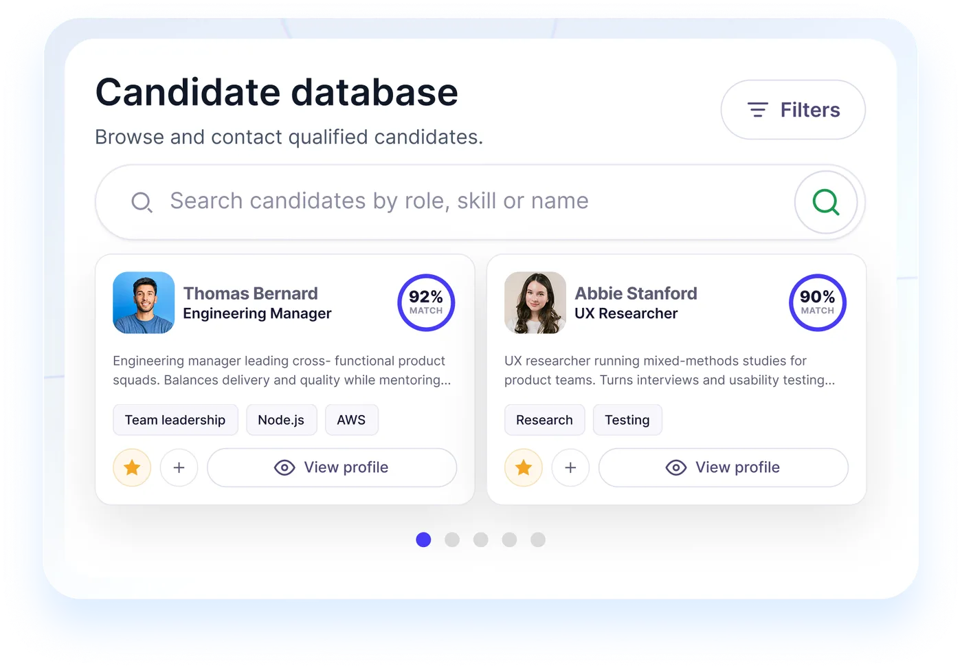 Base de candidats avec scores de matching IA